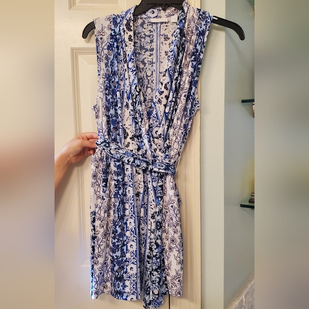 Floral Blue and White Women's Romper